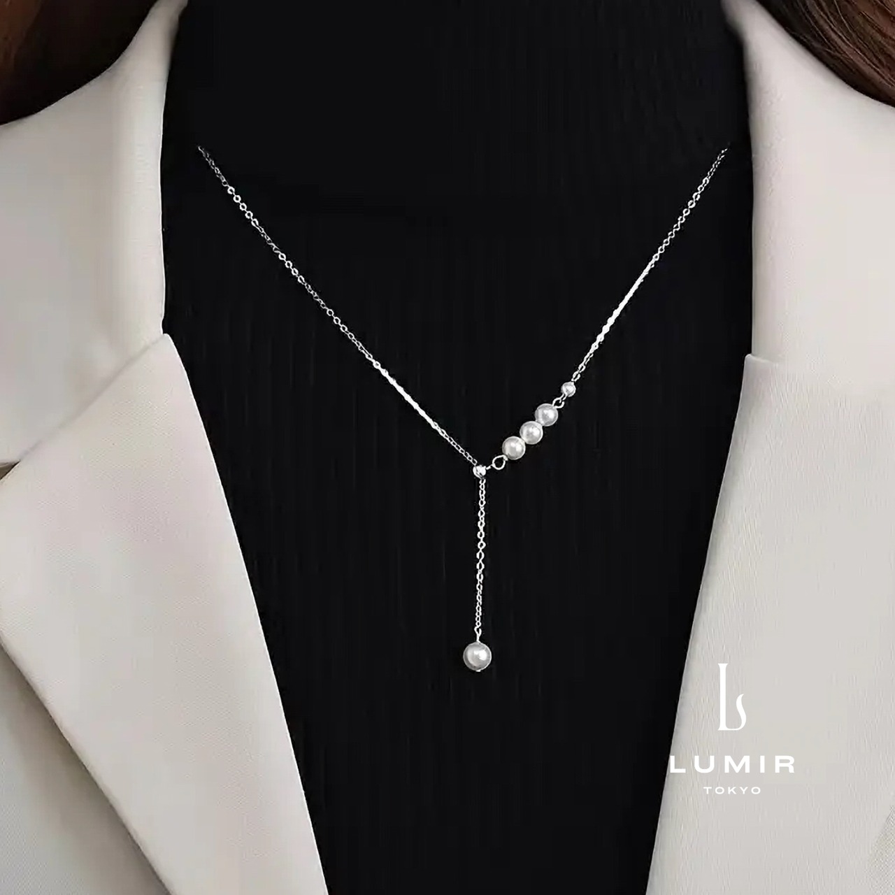 エレガントドロップパールネックレス