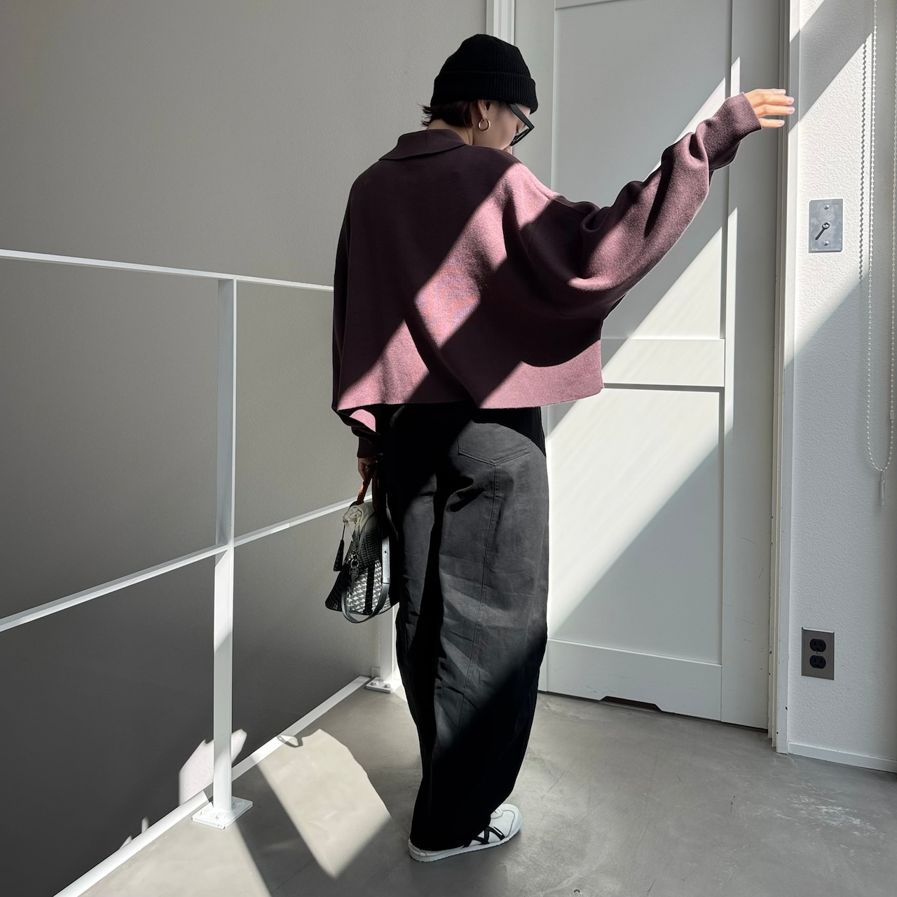 オーバーショートポロknit/マロン