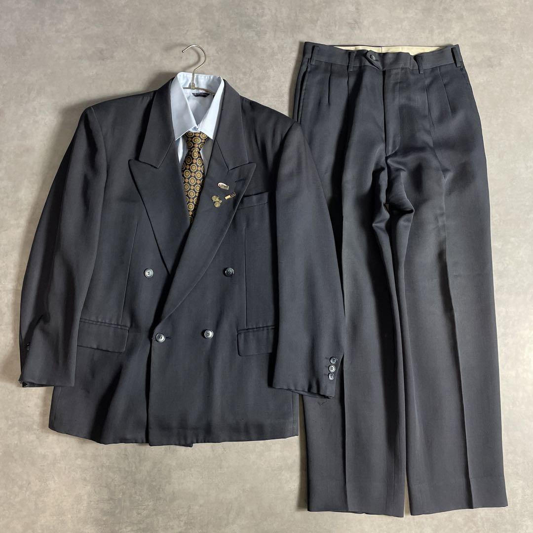90s ヴィンテージ スーツ ダブル セットアップ ピンズvol.100 紺白