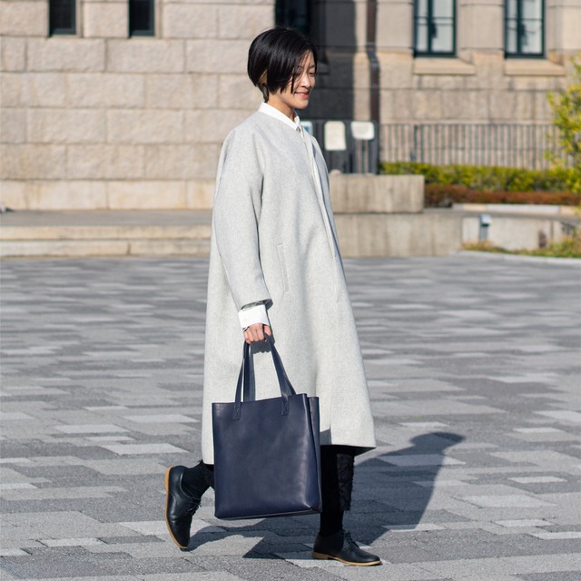 m+ Leather Totebag Sサイズ Navy【ANGERS Original】