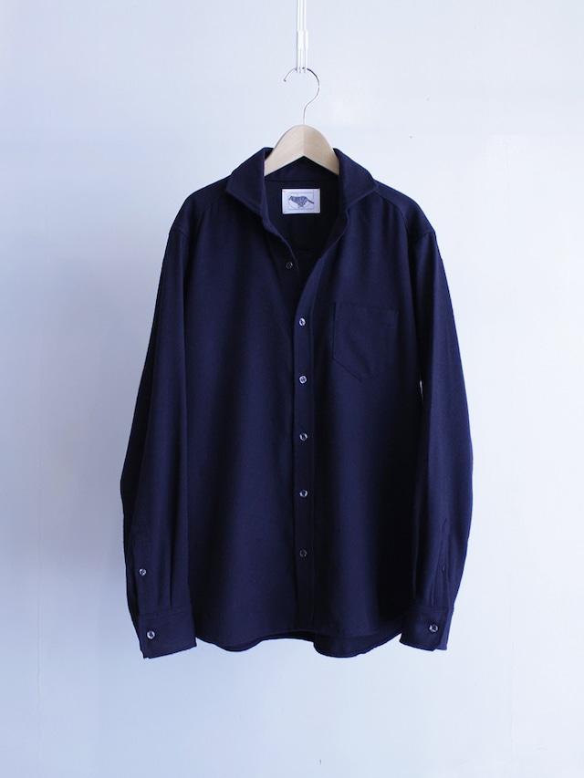 Garage.U.W WOOLEN FLANNEL SHIRT DARK NAVY