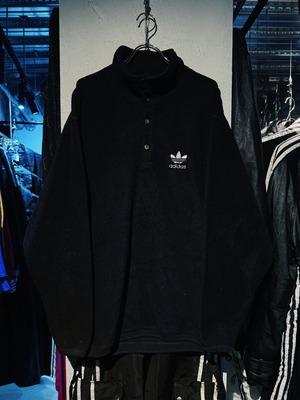 【D4C】90's"ADIDAS" black color adidas logo half botao design fleece track jacket