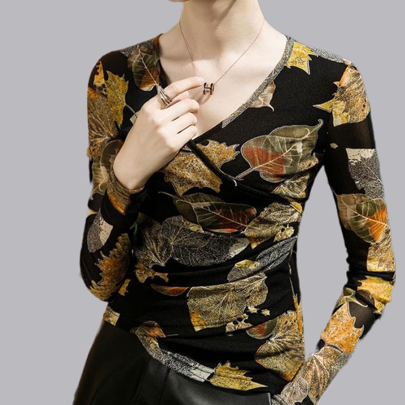 ラップデザイン ロングスリーブ Vネック カットソーds1220