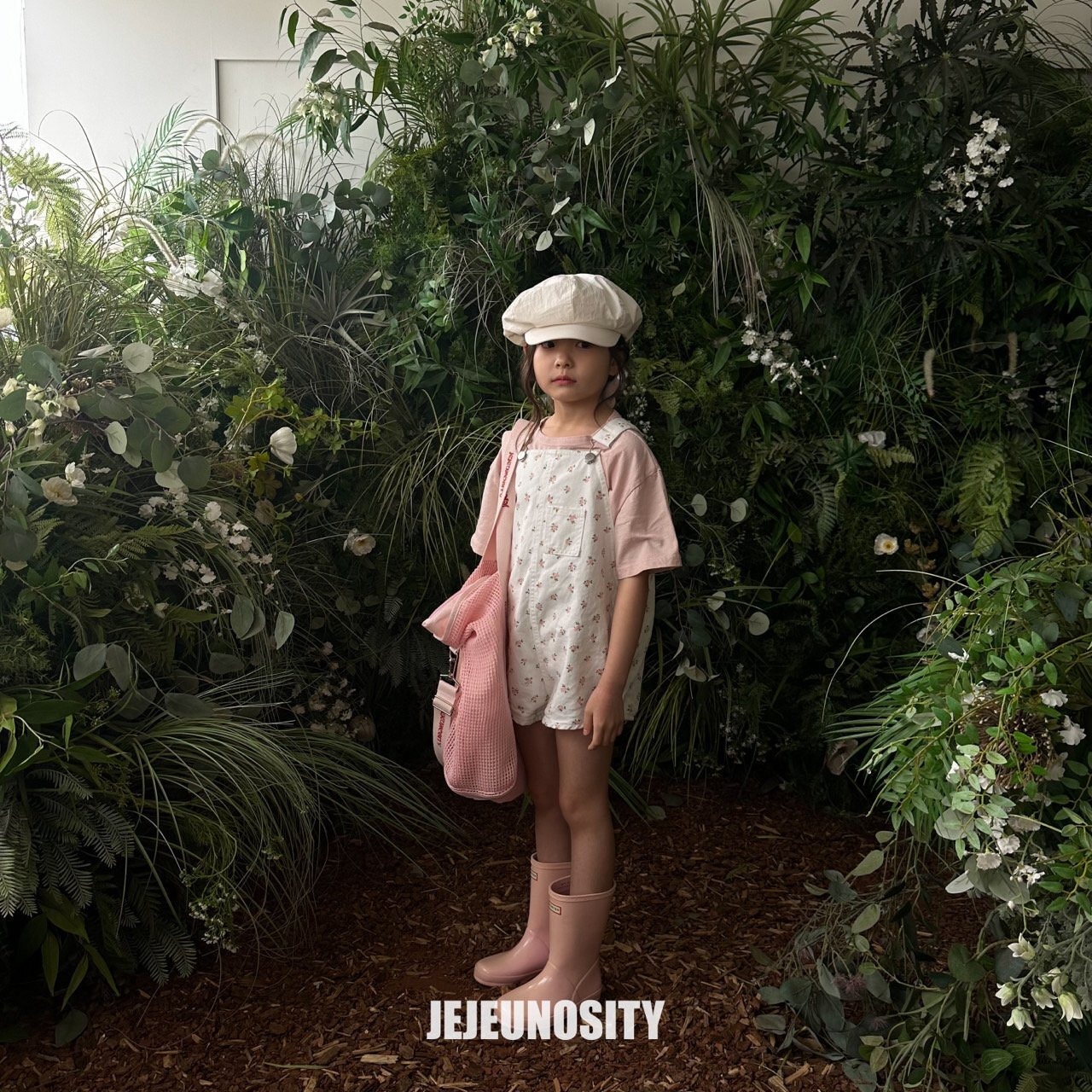 【jejeunosity】コットンベリーショートオーバーオール サロペット ピンクフラワー 90〜120cm 240520 - 2