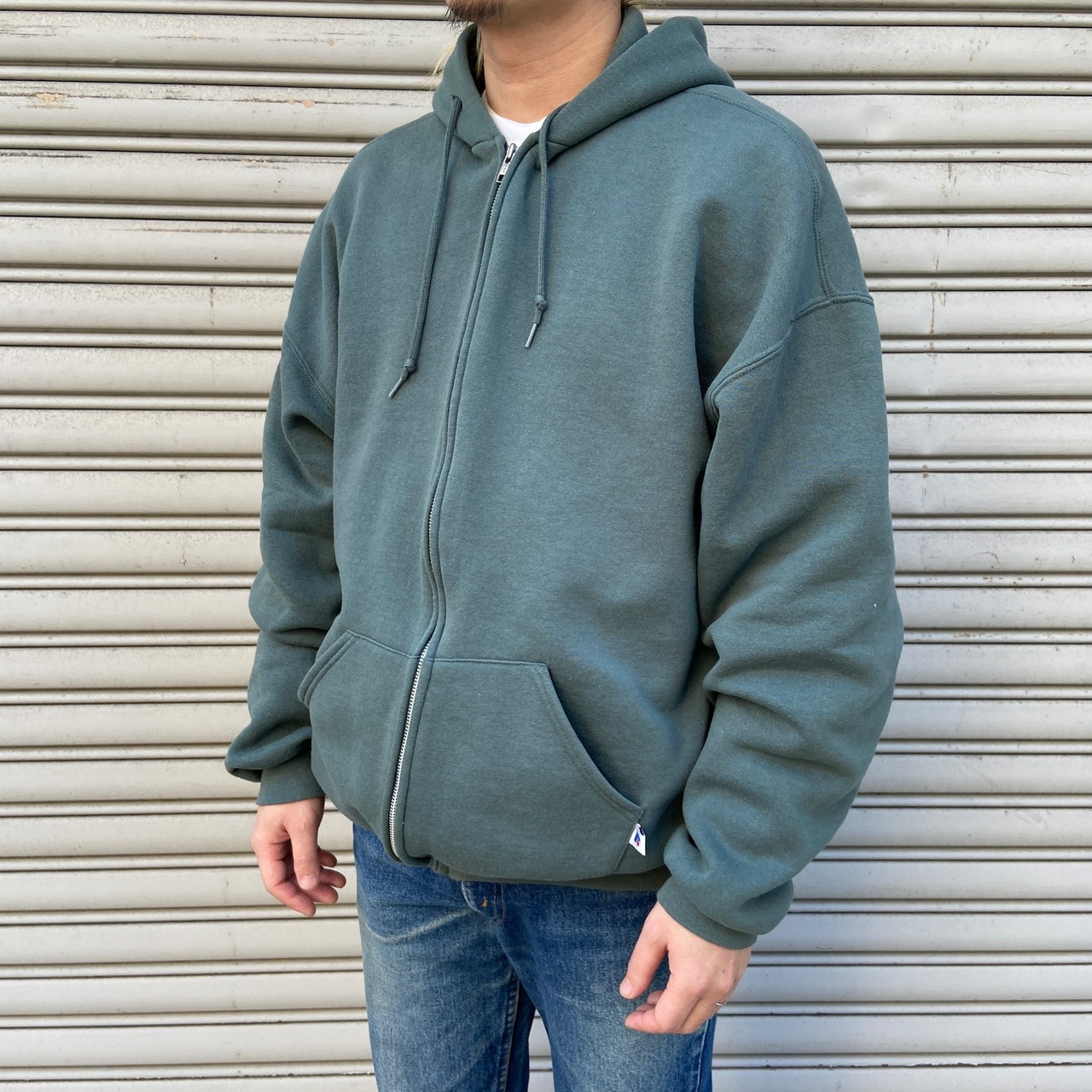 90s ラッセルアスレティック メキシコ製 ジップパーカー グリーン XL