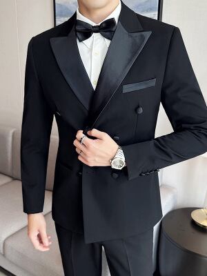 メンズ ブラックフォーマルスーツ 3点セット ダブルブレスト・シングルブレスト 結婚式 ビジネス ジャケット ベスト パンツ
