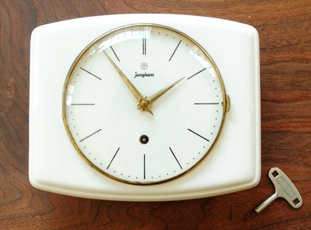 ドイツ製 JUNGHANS 陶器 手巻き壁時計 ユンハンス ゼンマイ式 