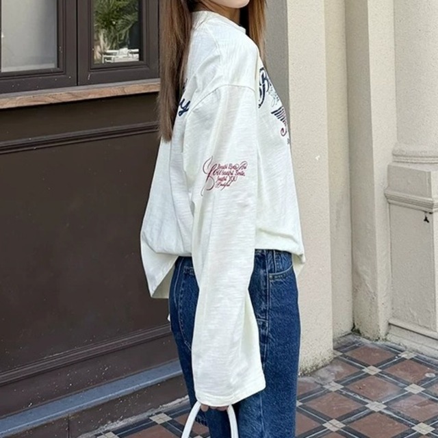 カレッジロゴハートグラフィックロングTシャツ 1col R02713