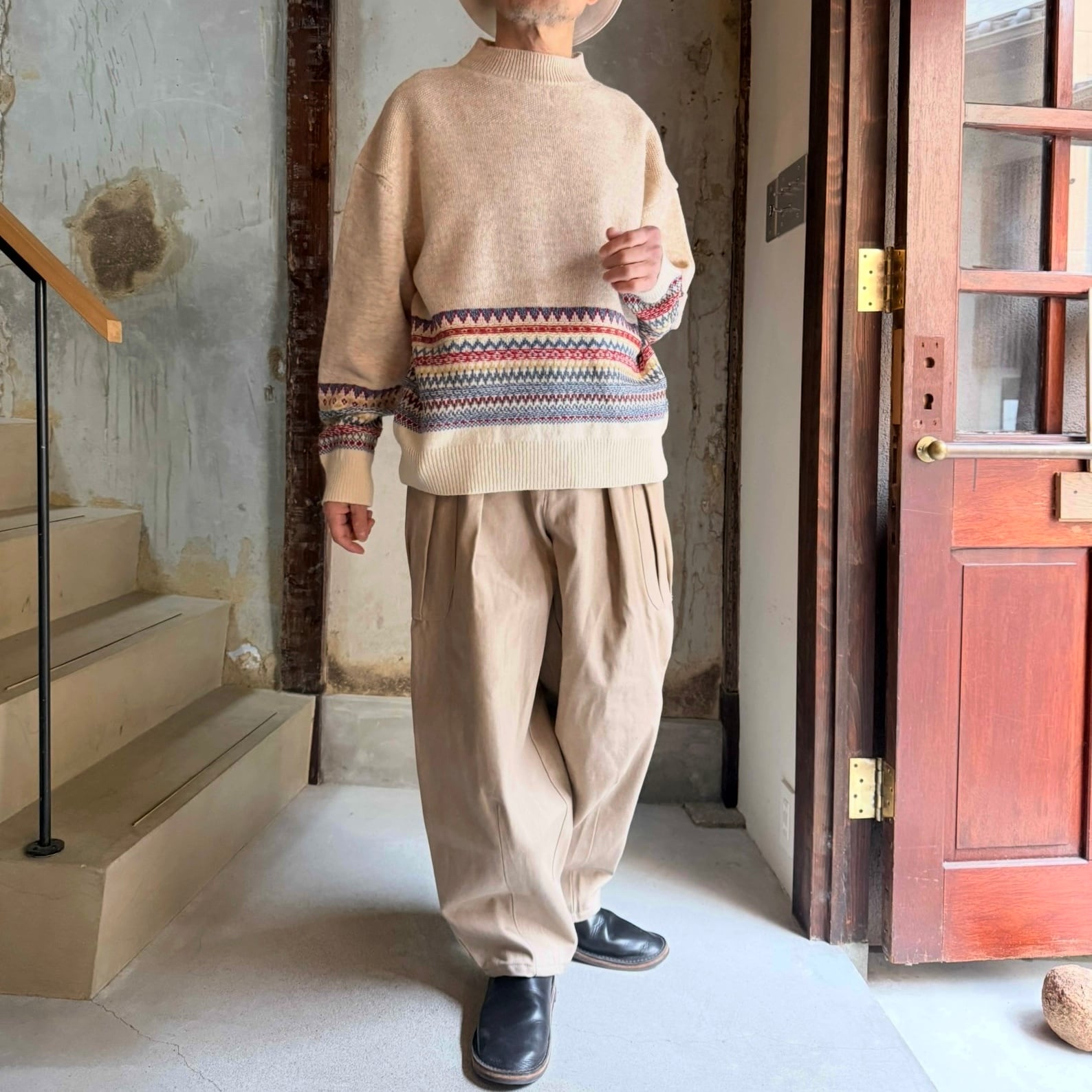 ASEEDONCLOUD/アシードンクラウド Seiyakou jacquard pullover/ セイヤコウジャガードプルオーバー #252806 Beige