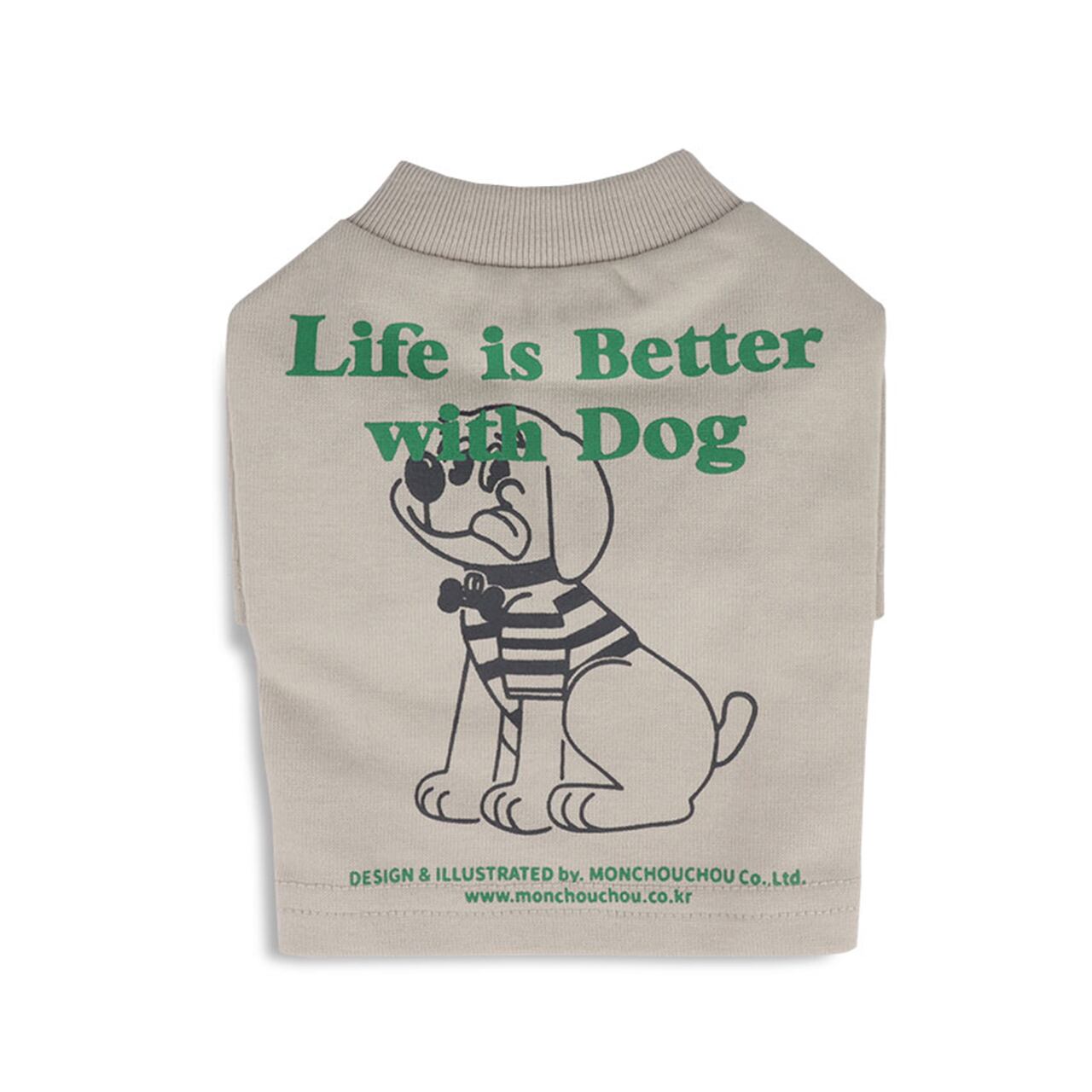 Life is Better with Dog T-shirt-Sand Beige / monchouchou