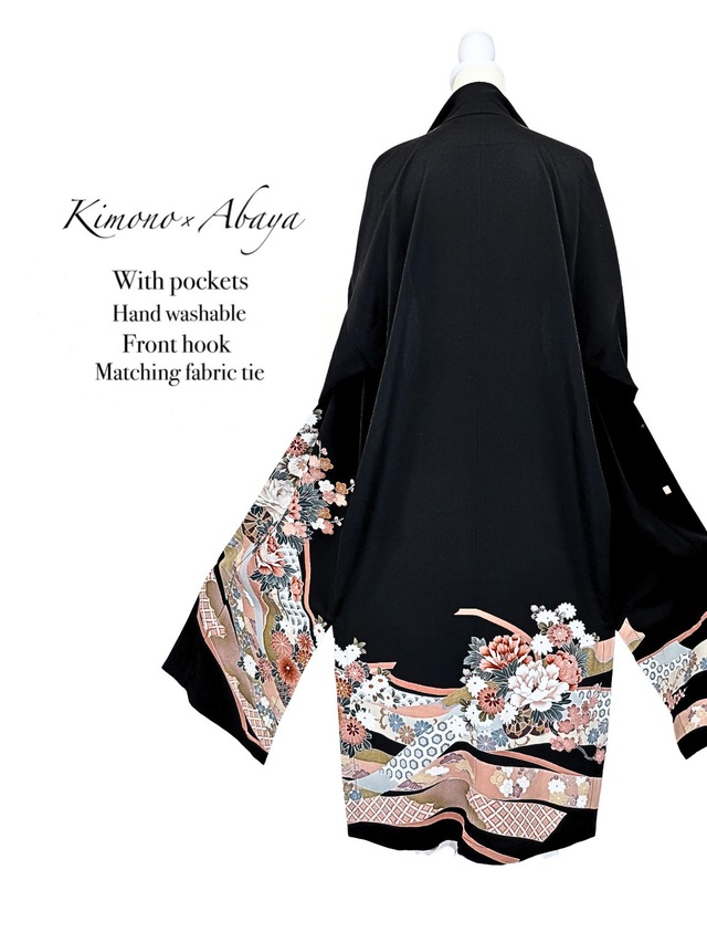 (size:M Kimono×Abaya)Embroidered Floral and Gold Leaf  pattern