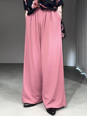 rib easy wide tuck pants / pink