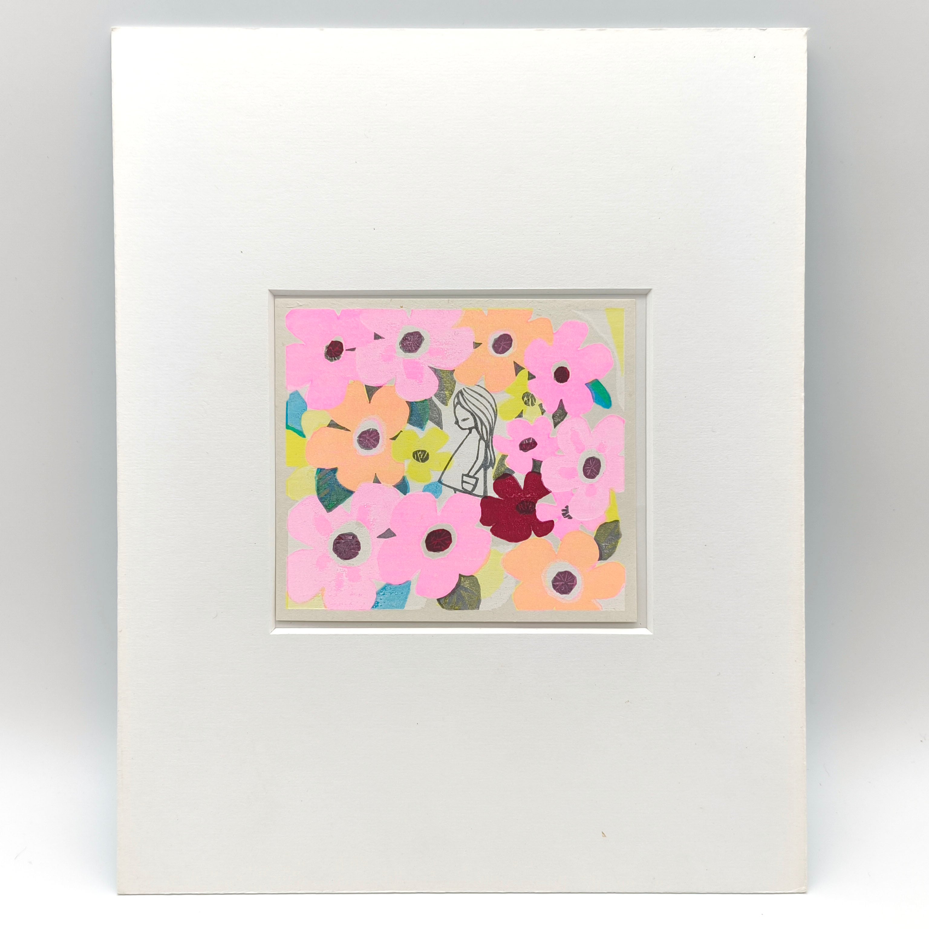 池田修三・『小さな花』・手摺木版画・竹芳洞・No.250416-25・梱包