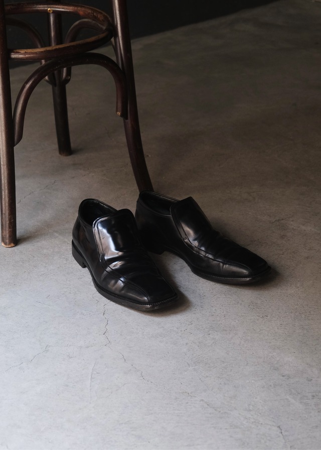 PRADA 00AW square toe leather slip-on