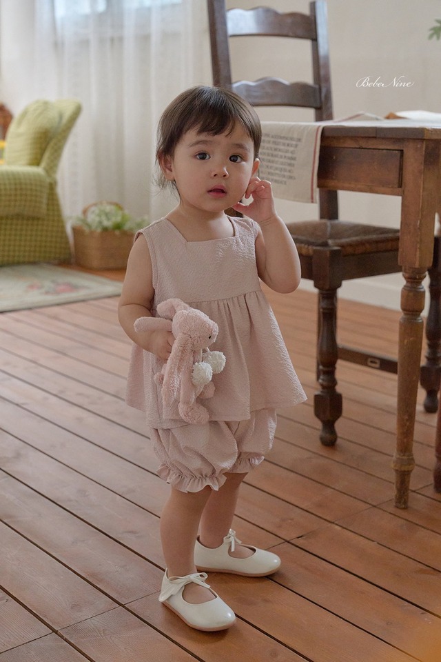 【取寄】bebenine｜edge square bloomer set｜エッジスクエアブルマセット｜12-24m｜baby｜26 summer