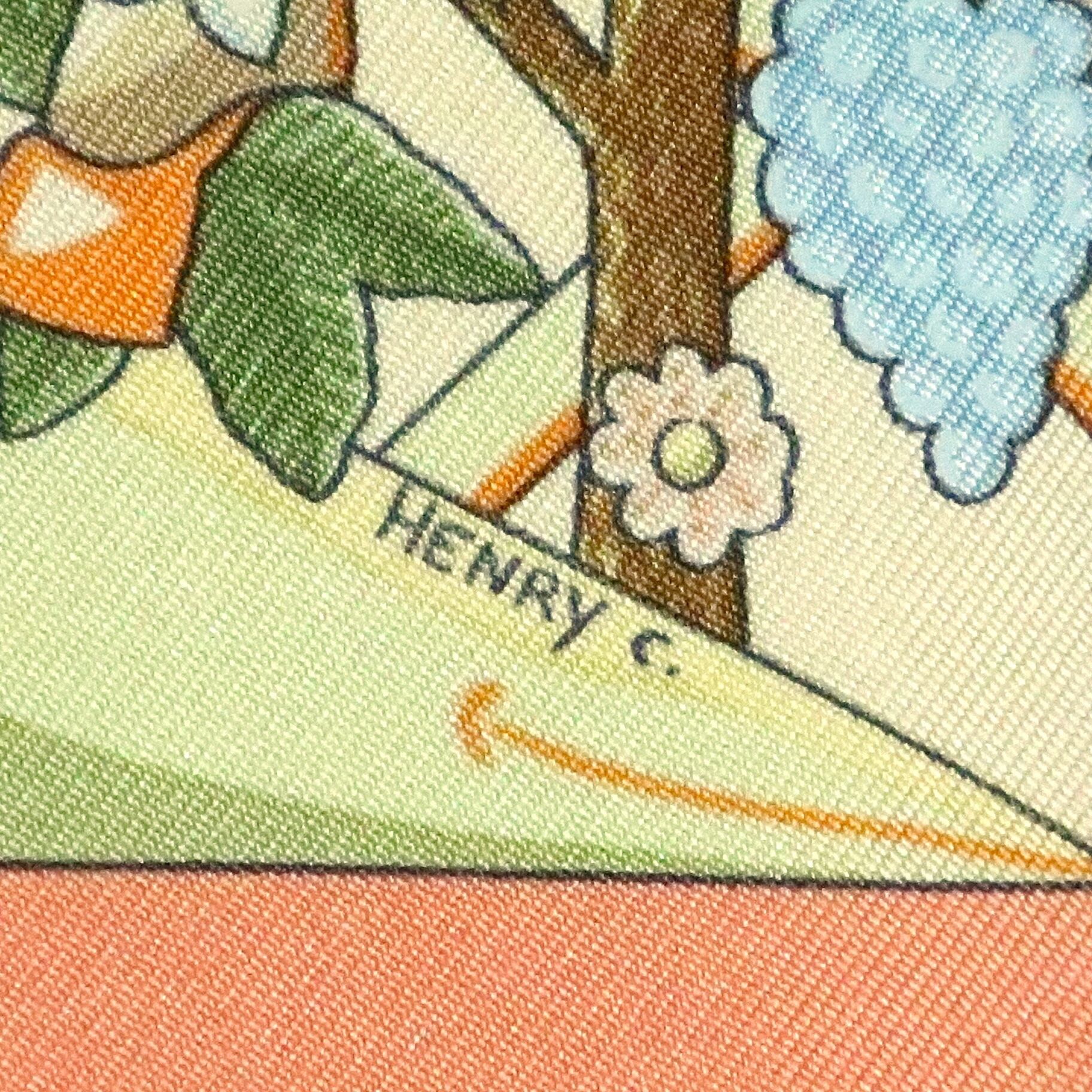 エルメス HERMES/スカーフ カレ90 世界の中心軸 Axis Mundi 植物 動物