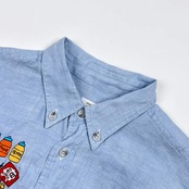 リネン100% Jean Charles de Castelbajac Sport カステルバジャック 刺繍 デザイン 長袖シャツ 2/ブルー メンズ ゴルフ