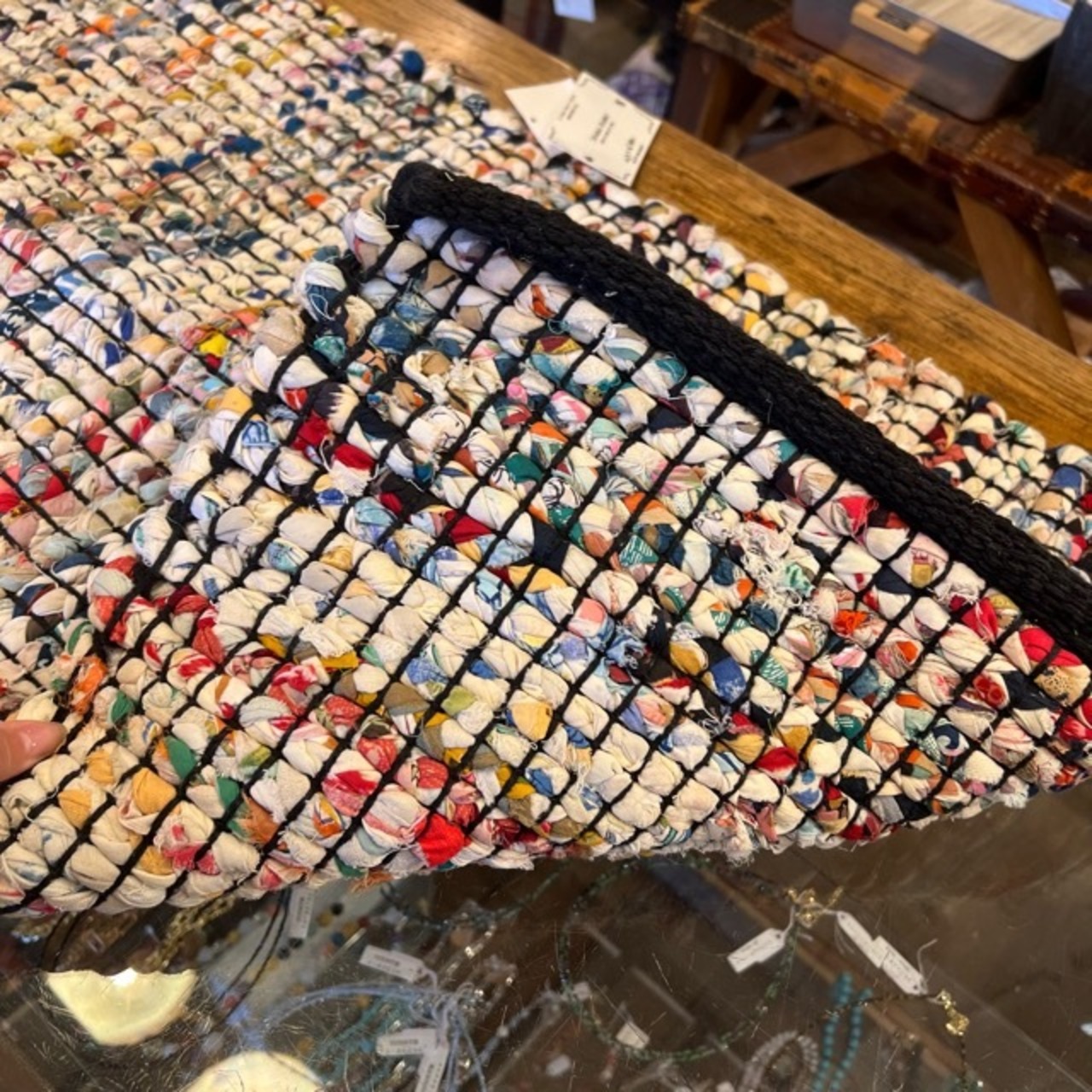 TOPANGA Homefurnishing　Recycle Cloth Rug White　50×80cm　リサイクルクロスラグ　ホワイト　玄関マット　ベッド　ラグマット　リビング　玄関　椅子　サイドテーブル　コットン