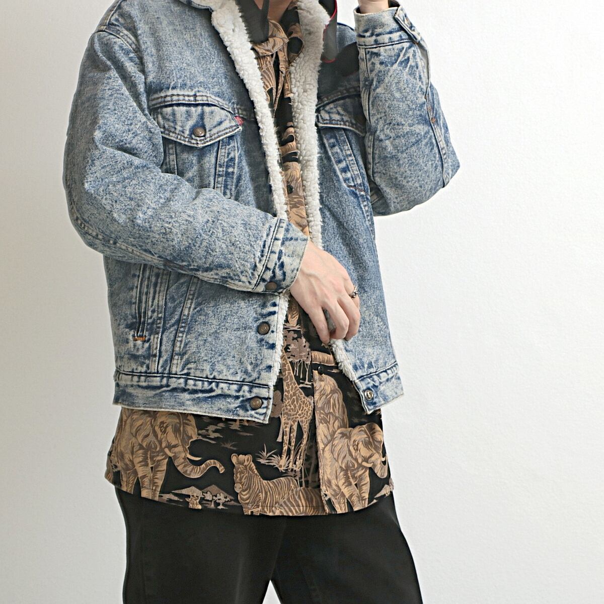 80s Levi's リーバイス ケミカル デニム ボア ジャケット 古着 used S