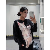 VINTAGE ストリート 白猫ワッフル ロングTシャツ T1813