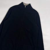 カシミヤ100% イタリア製 CASHMERE LES COPAINS レコパン  フルジップ  ニット ジャケット 42/11/ブラック レディース
