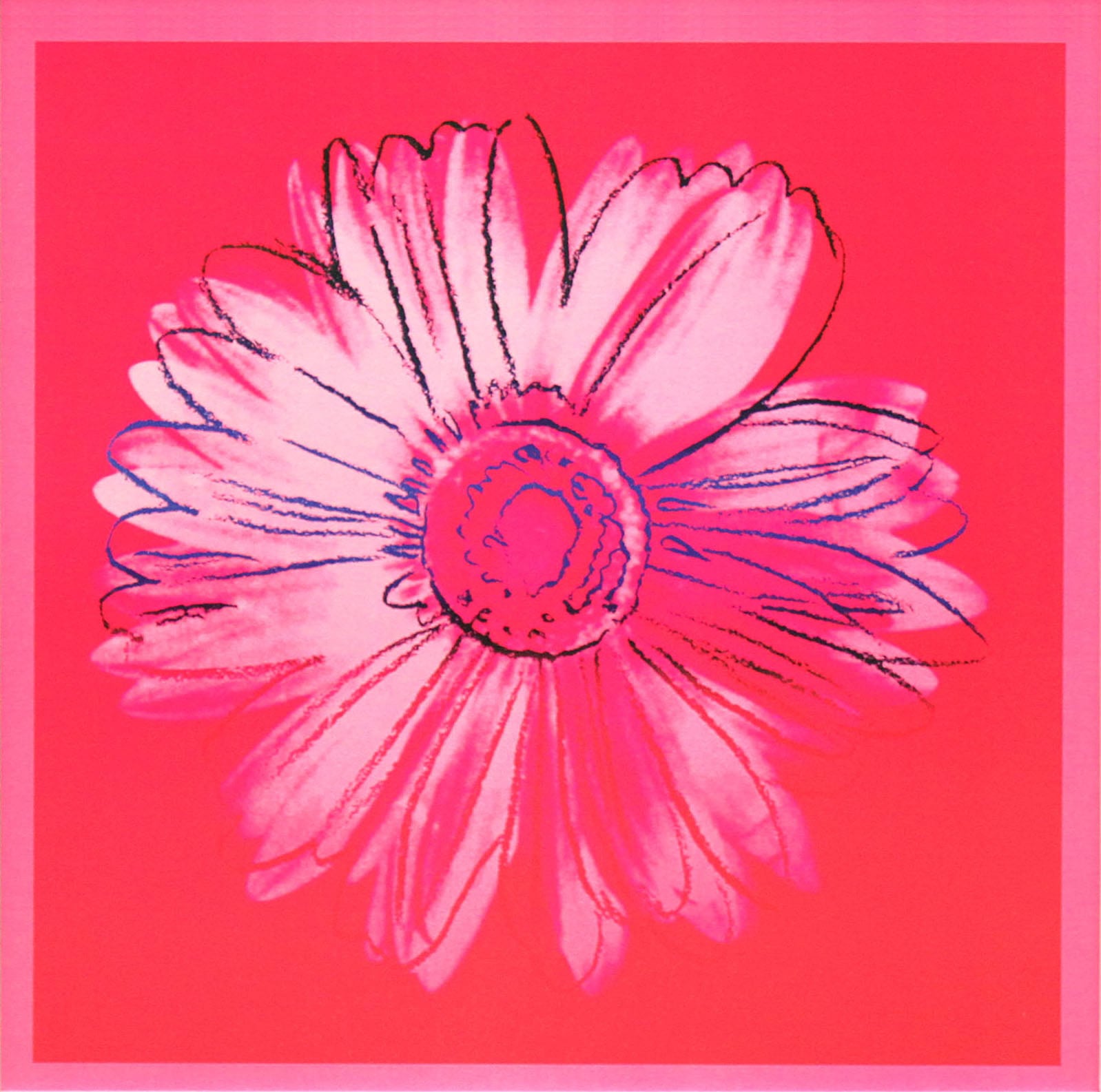 アンディ・ウォーホル「デイジー(クリムゾン&ピンク)Daisy,c 1982」展示用フック付大型サイズジークレ ポップアート 絵画 Andy Warhol
