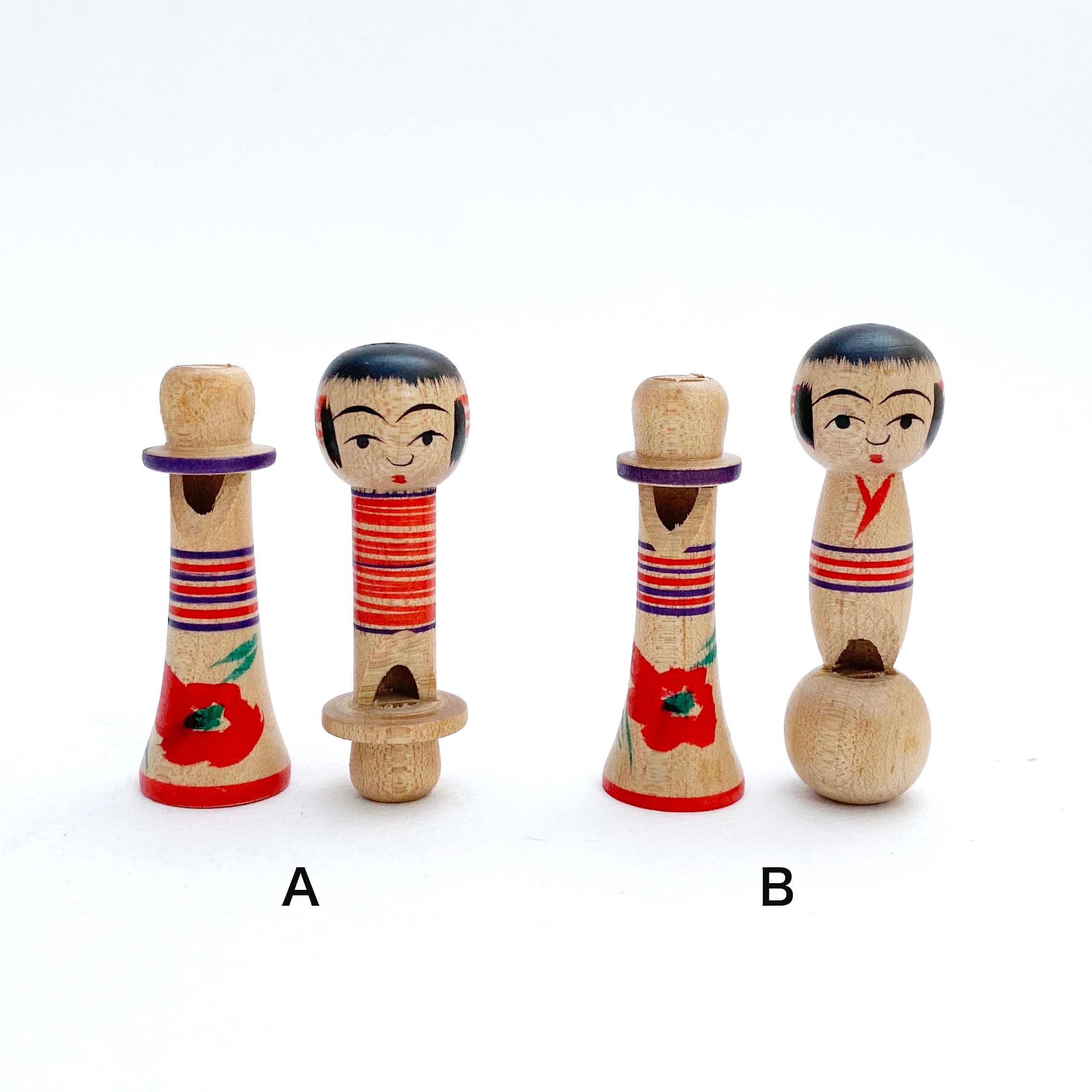 小寸こけし型 笛玩具セット(大宮正安工人 / 2本組)