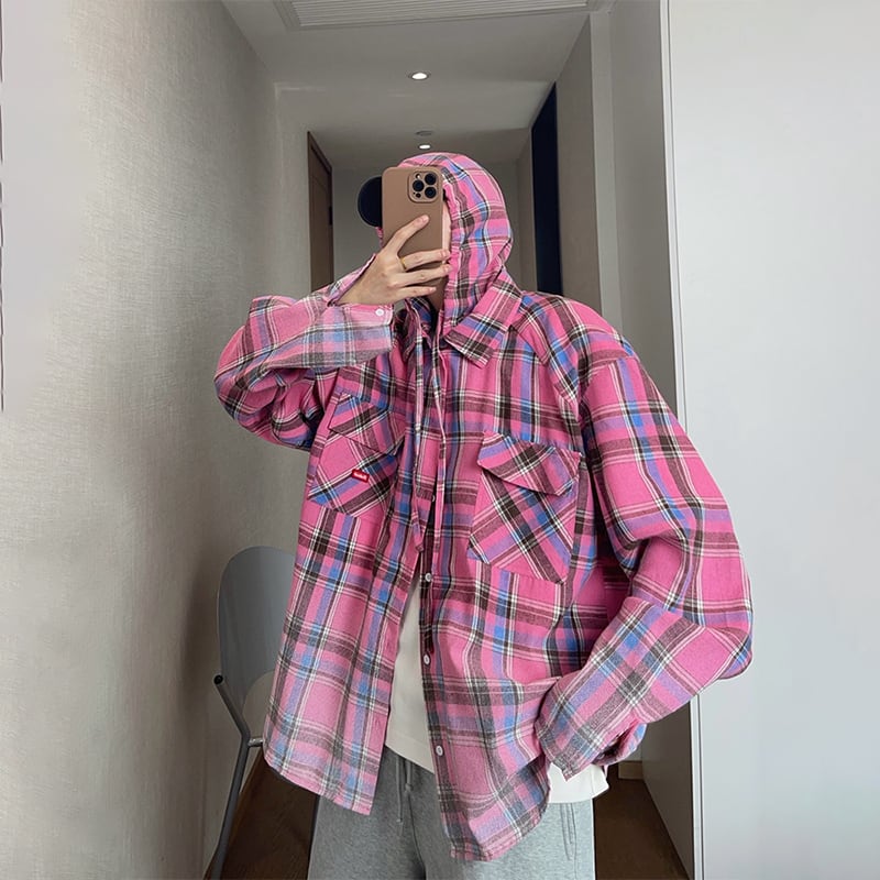 dannyandzeeグラデーションレイヤード風フード付きシャツ