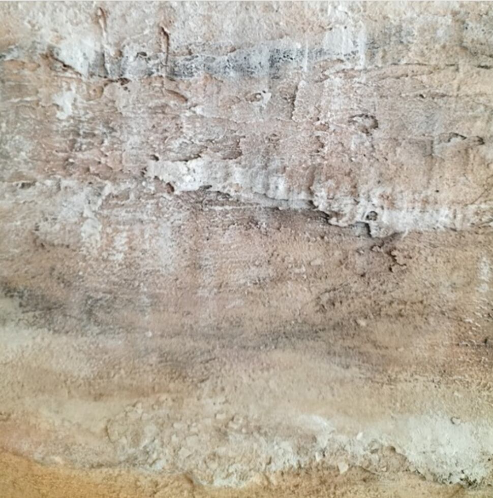 『Color Strata（色彩層）』 抽象油絵　多色　縦27cm 横22cm Strata − 恵み No.2】自然素材の漆喰抽象画｜ホテル・建築空間・一点