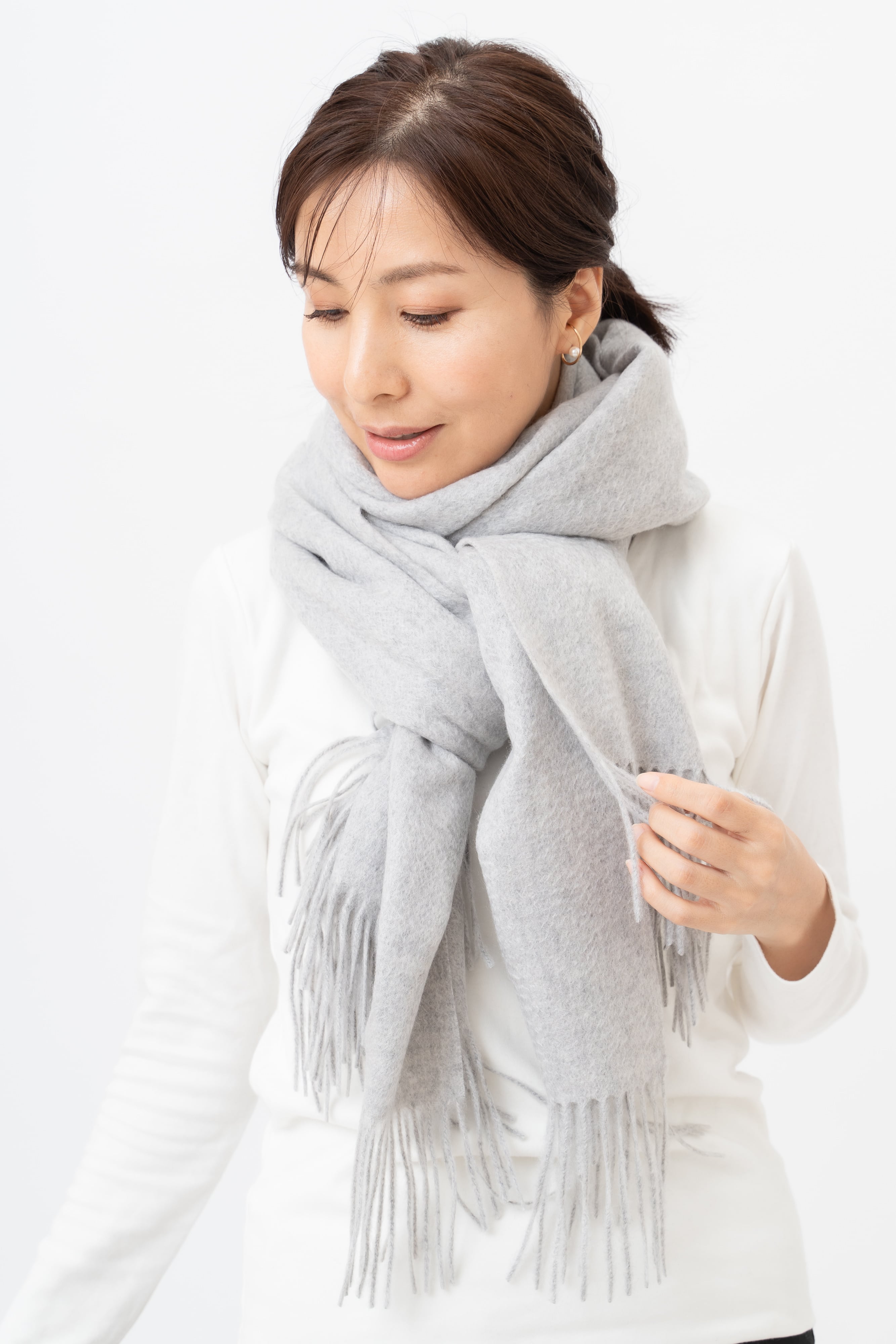 予約販売(11/7〜発送)Kitano - キタノ/ライトグレー 大判ストール 
