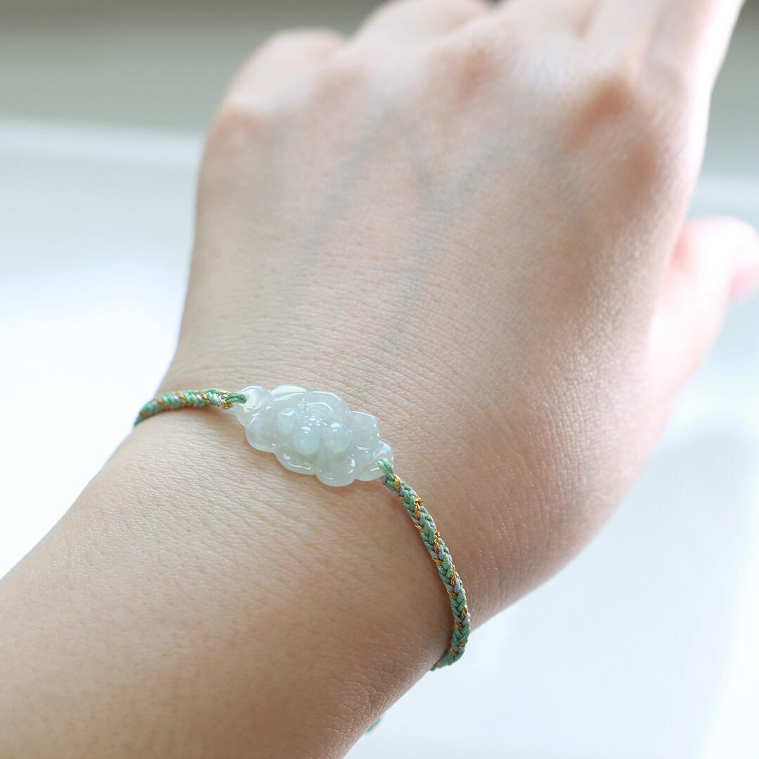 蓮花彫り翡翠ブレスレット flower bracelet A貨翡翠 jd_br1094 