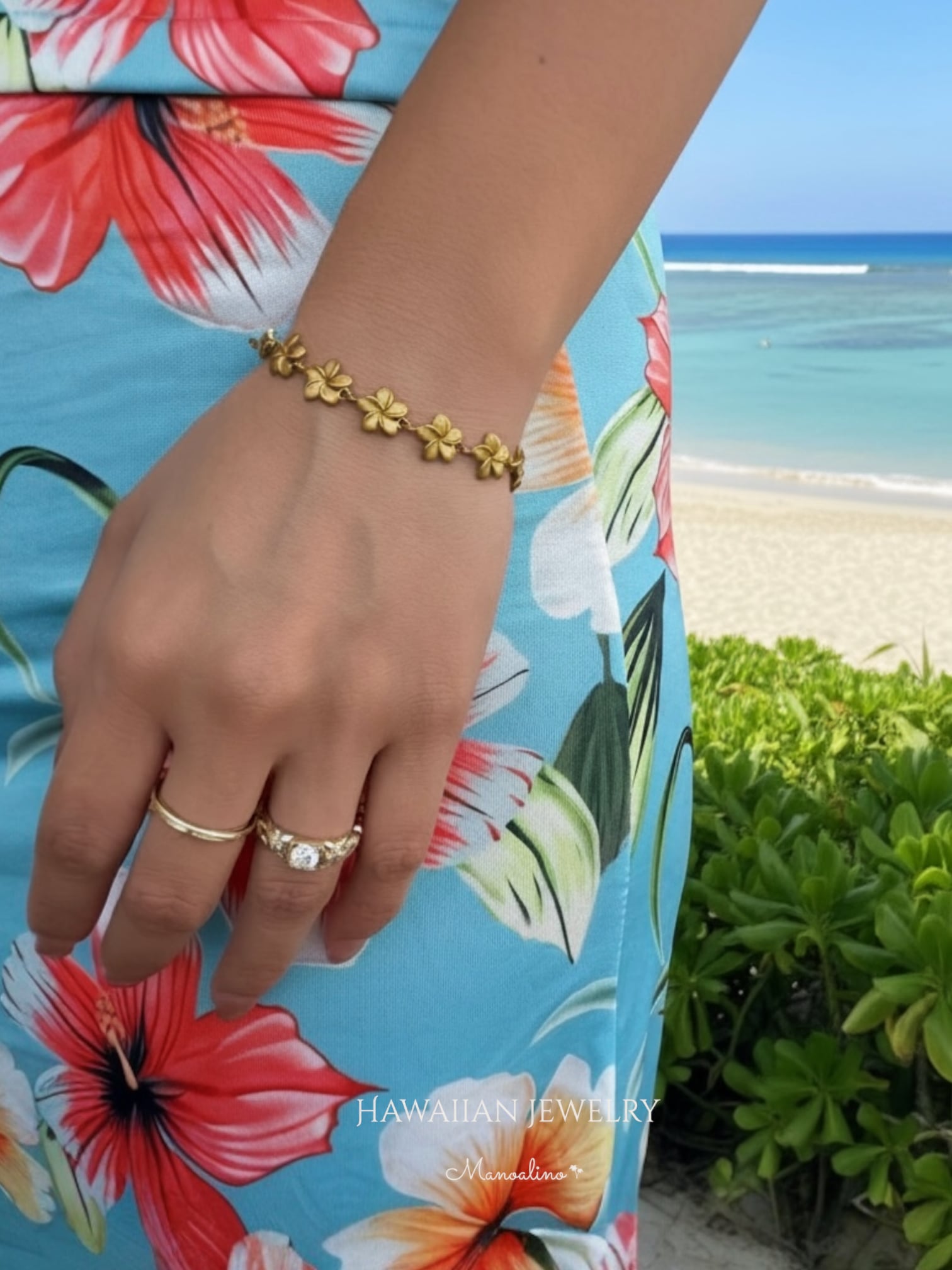 ブレスレット　ハワイ　プルメリア♡ Plumeria bracelet Hawaiianjewelry(ハワイアンジュエリープルメリア