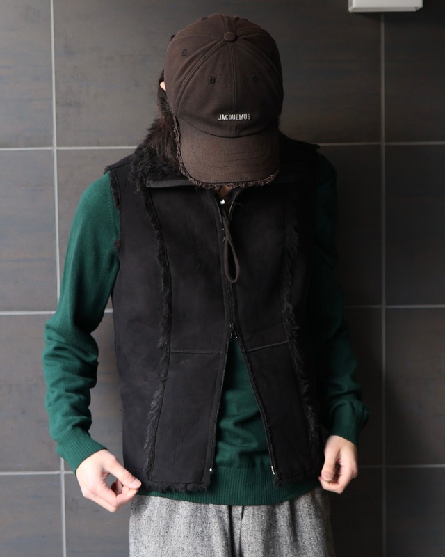 Boa design double zip vest