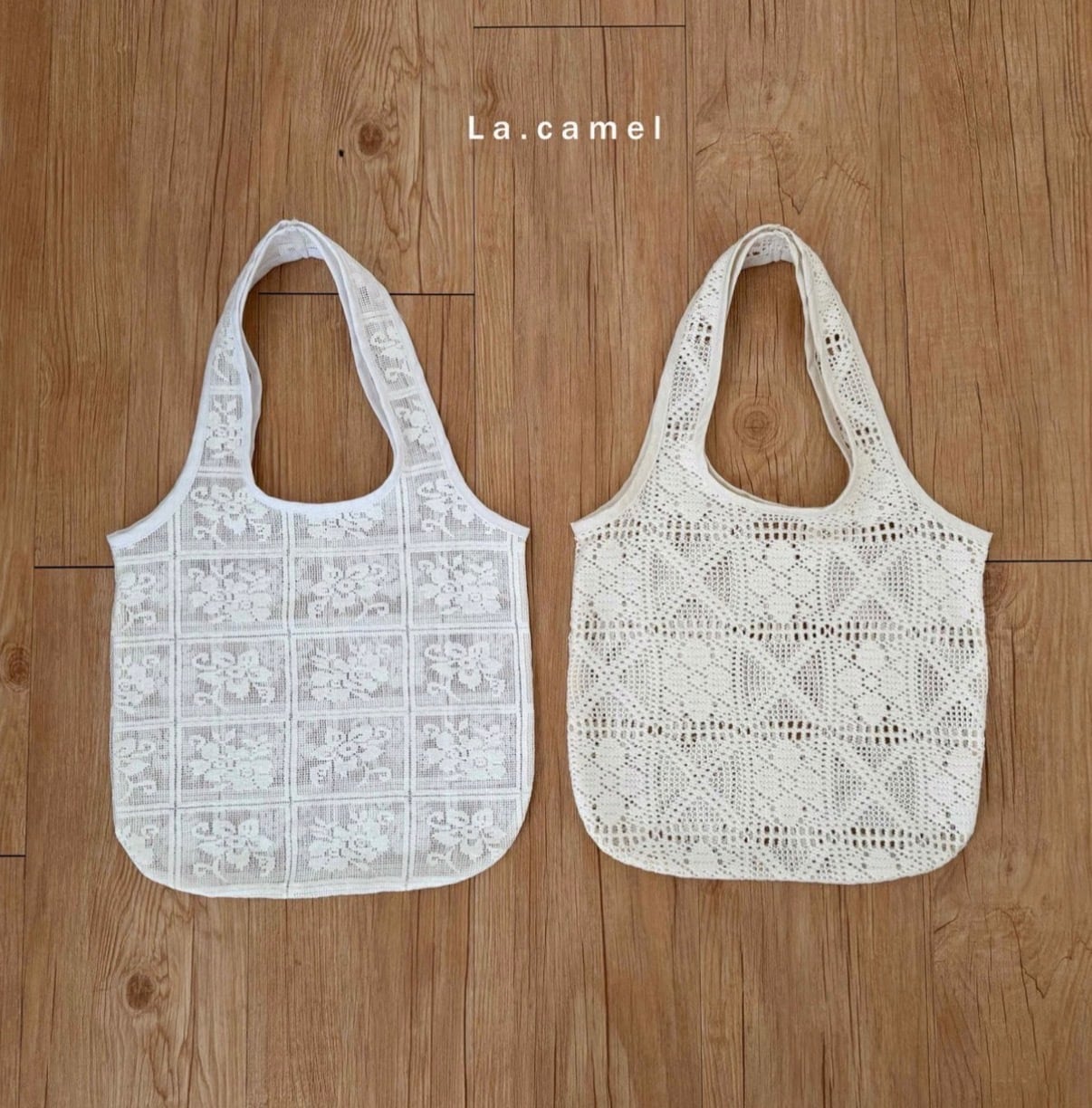 【La.camel】レースサマーバッグ ホワイト