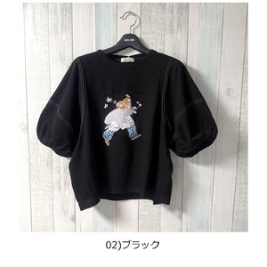 SALE！異素材切替ボリュームスリーブプルオーバー/ブラック/M～L