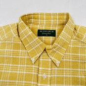 美品◆Munsingwear マンシングウェア シアサッカー ボタンダウン BD チェック柄 半袖シャツ サイズ MA/イエロー系/ゴルフ/日本製
