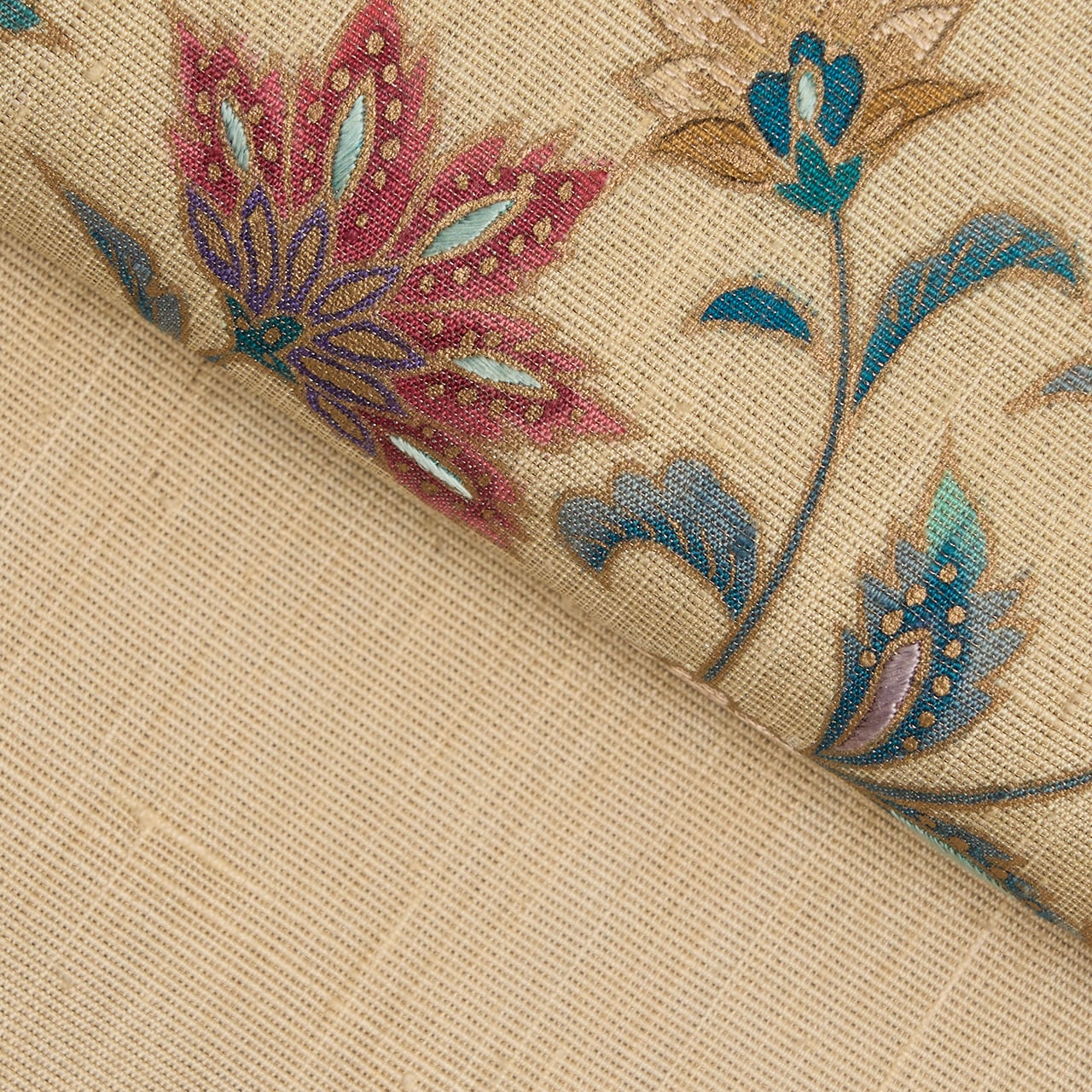 唐花模様 金更紗に手刺繍 袋帯 【中古】 | かわの屋