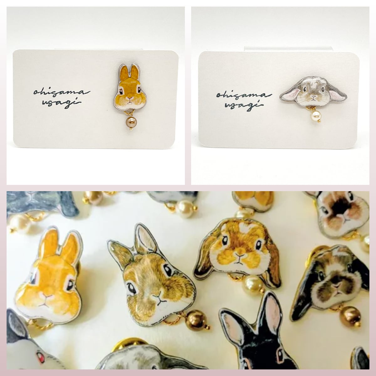 再入荷あり♪】ohisamausagi ゆらゆらパールのピンバッジ うさぎ