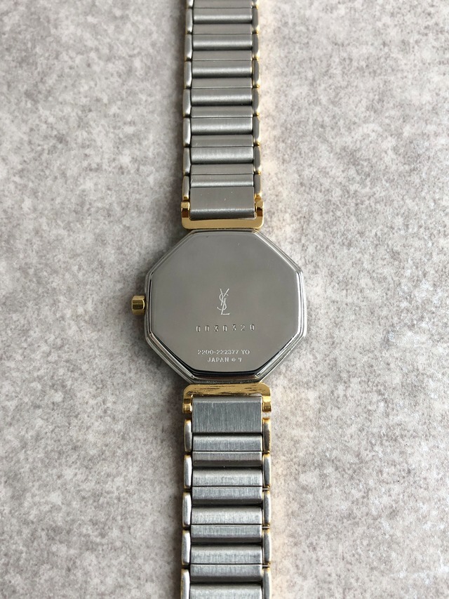 Yves Saint Laurent イヴ・サンローラン 腕時計 シルバー ゴールド オクタゴン YSL ステンレススチール クォーツ 2200-222377 vintage ヴィンテージ オールド g5ze82