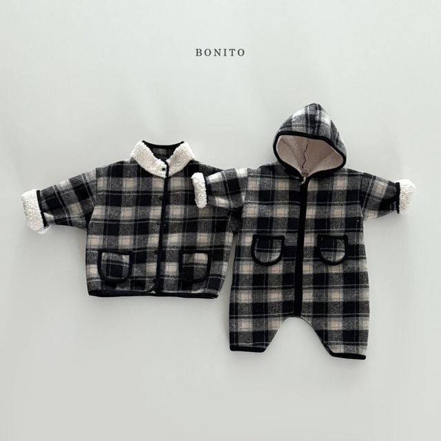 〚予約〛Checked dumbled hood suit <baby>