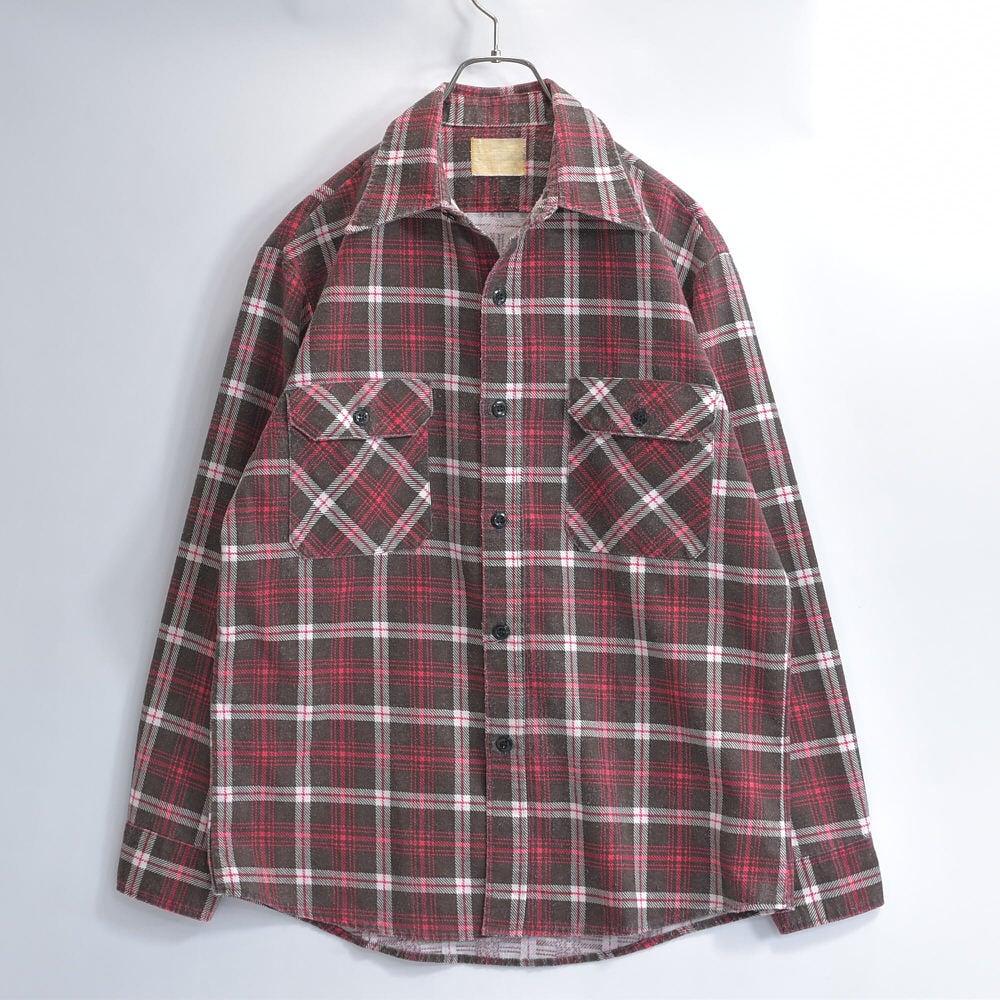 70s Vintage コットンフランネル プリントチェック ネルシャツ