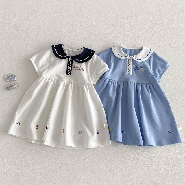 【73-120】夏新作　セーラー風ワンピース