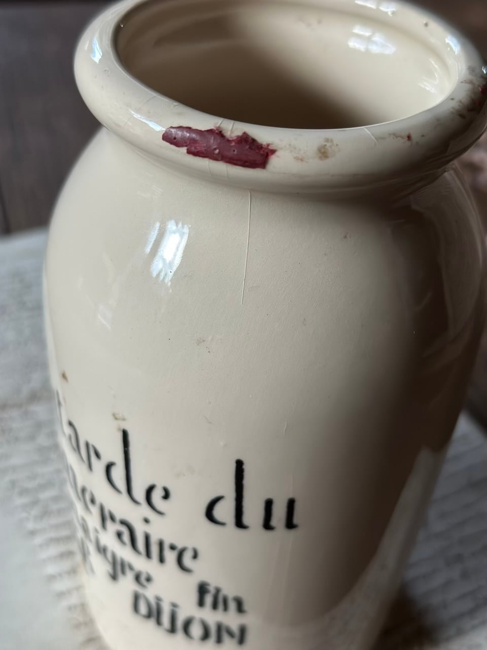 ディジョンマスタードの入れ物 陶器ポット | Brocante de La Cocotte