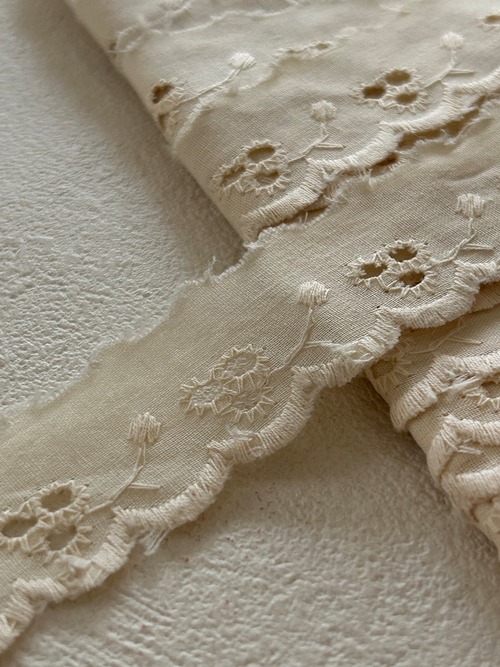 フランスVintage レース 幅約23mm フラワー  スカラップ 50cm/単位 エクリュ デコレーション カルトナージュ コラージュ