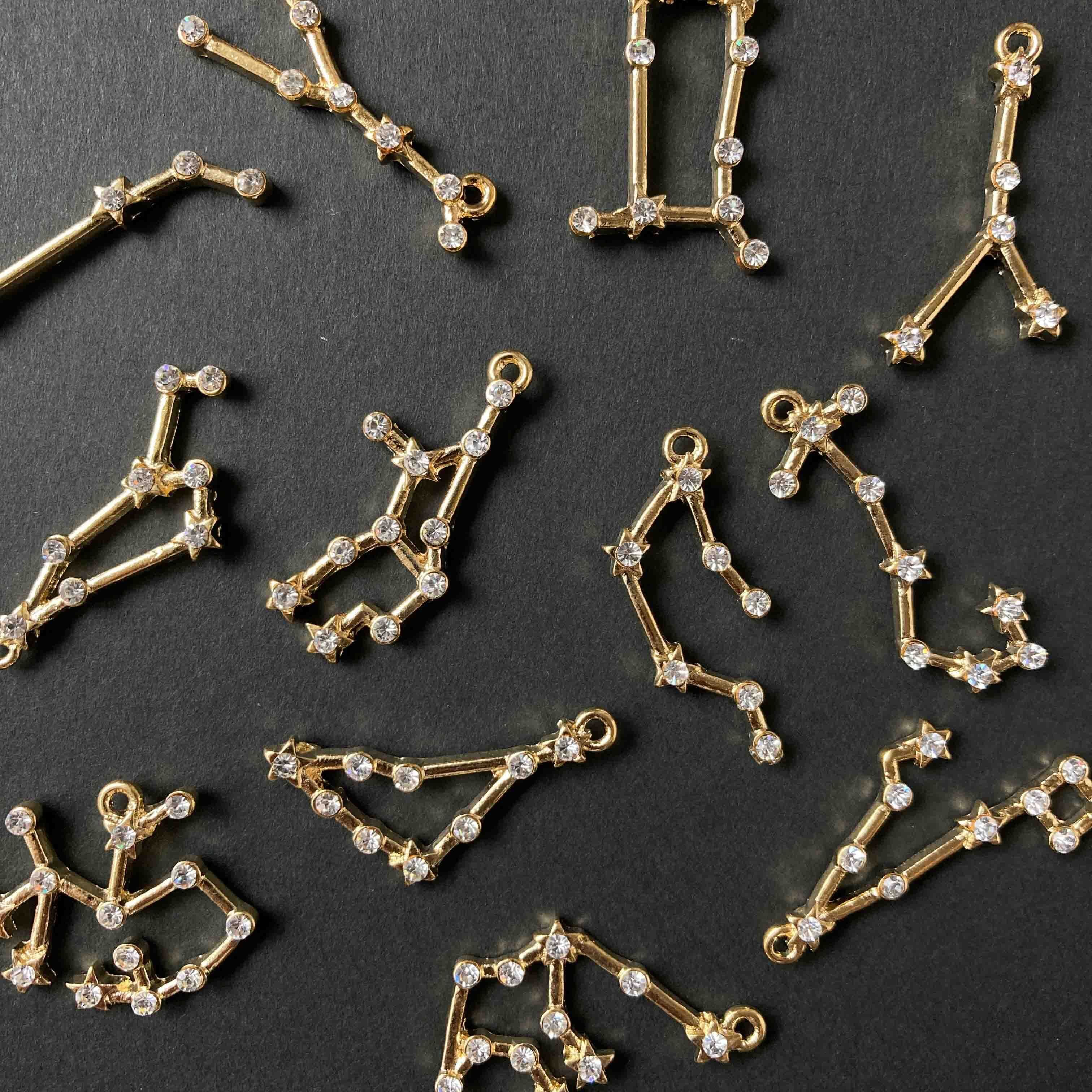 12星座のビジュー付きメタルチャーム | Dua-アクセサリーパーツショップ