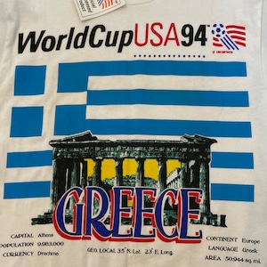 【HANES】90s USA製 FIFA World Cup 94 Tシャツ ギリシャ代表 タグ付き デッドストック US古着