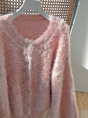 feather knit cardigan（baby pink）