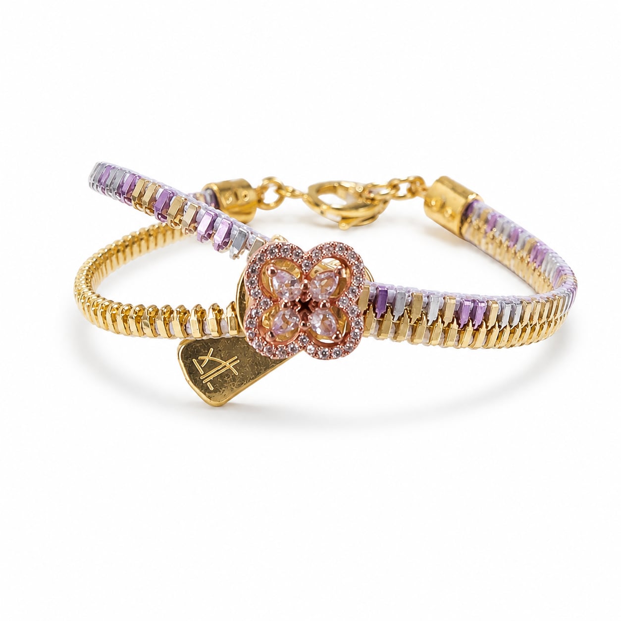 Rotating Flower Zipper Bracelet｜回転するフラワーモチーフ