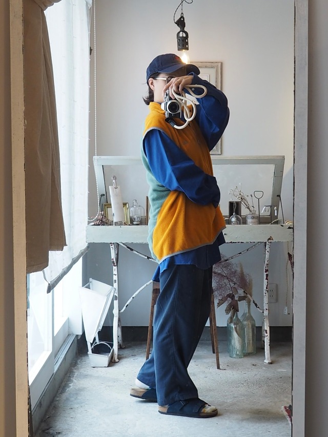1990’s~ USA Patagonia Fleece Vest Mango × Olive／XL