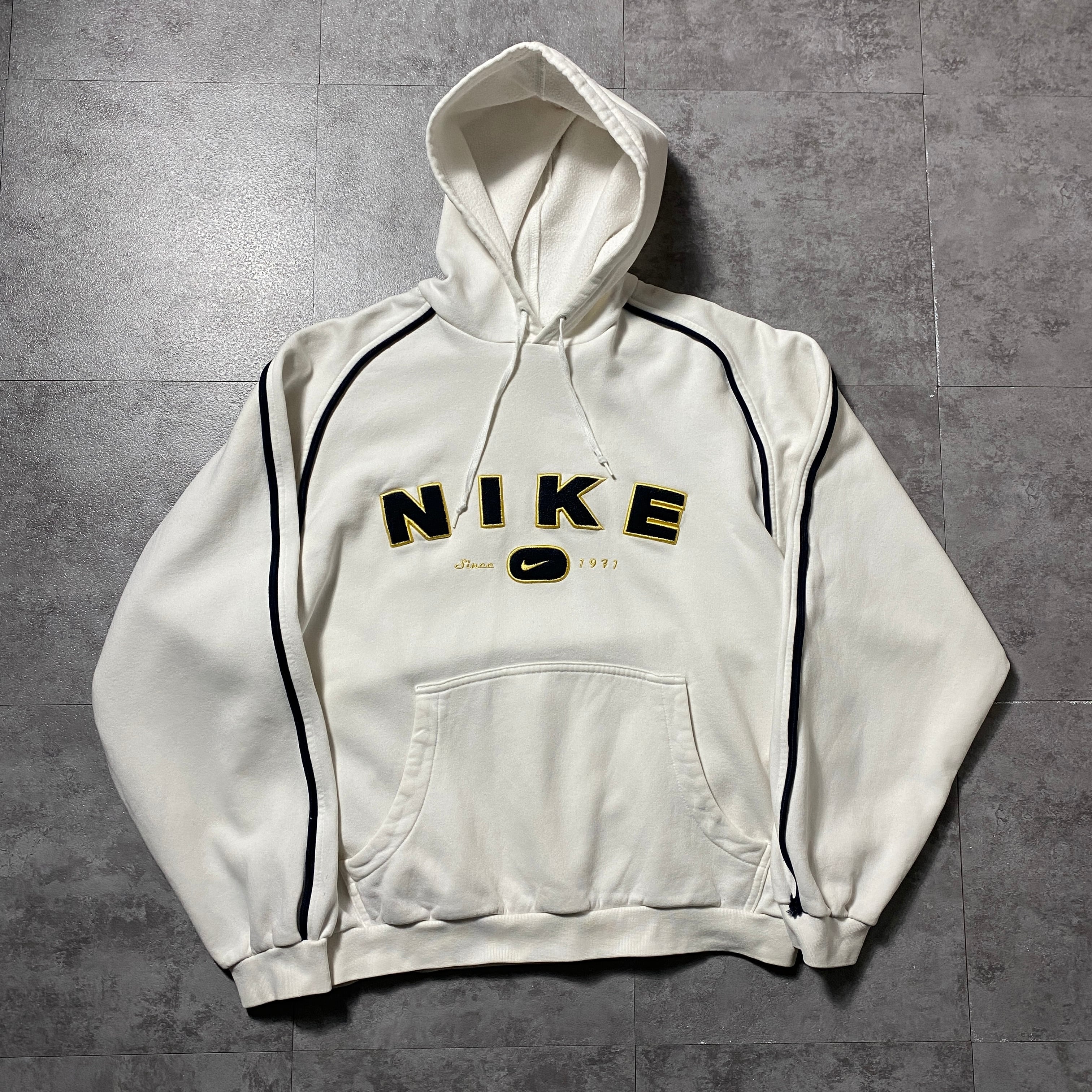 00's NIKE ナイキ ワッペンロゴ ホワイト 白 スウェット パーカー
